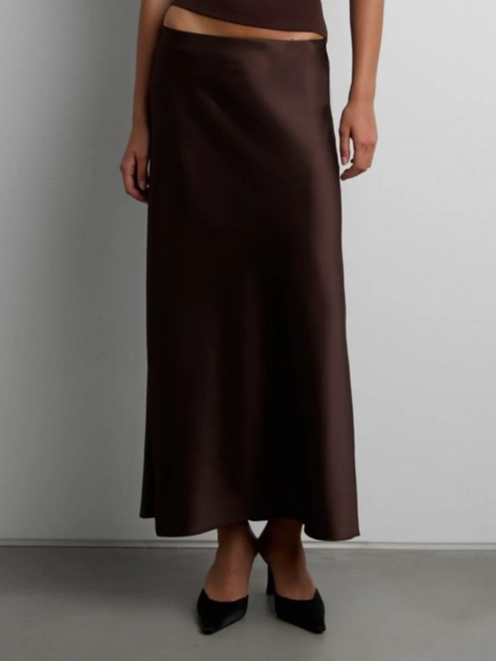 Oak + Fort satin midi skirt brown women's size S